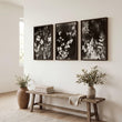 Nature Landscape Art Dark Botanical Wildflowers & Leaves Mink wall art displayed on a wall in a styled room