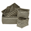 Nautical Set Of Five Black And White Woven Storage Baskets