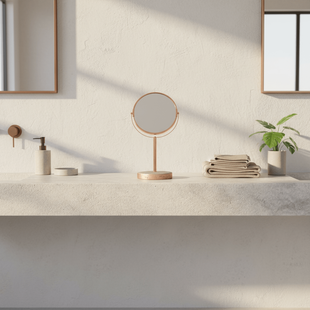 Neptune Copper Finish Round Swivel Bathroom Mirror