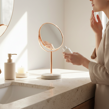 Neptune Copper Finish Round Swivel Bathroom Mirror