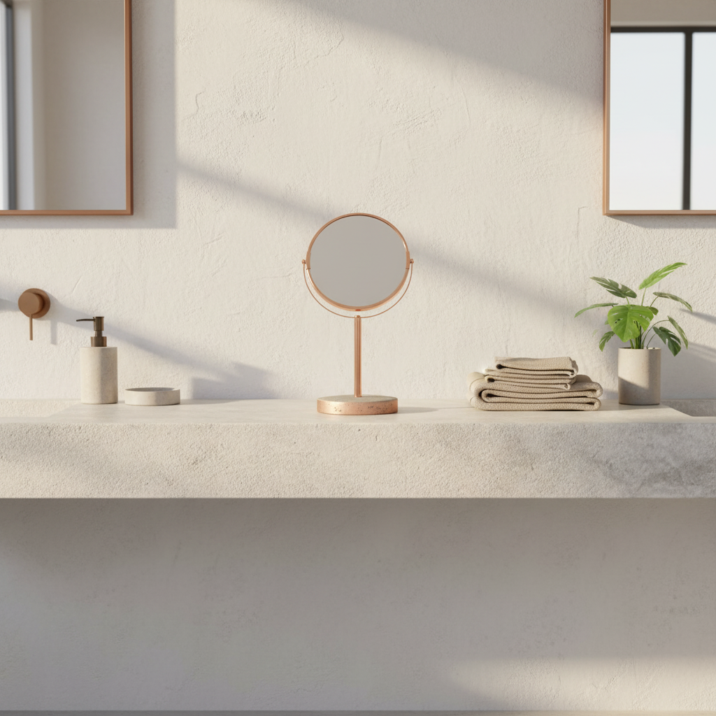 Neptune Copper Finish Round Swivel Bathroom Mirror