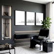 New York Posters Minimalist Skyline Line Drawing wall art displayed on a wall in a styled room — view 2