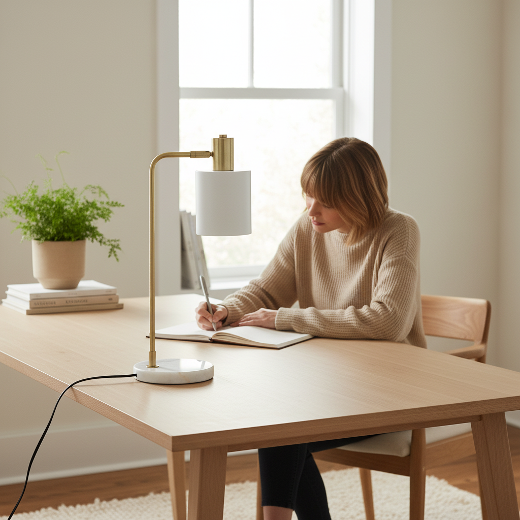 Newton White Shade Desk Lamp