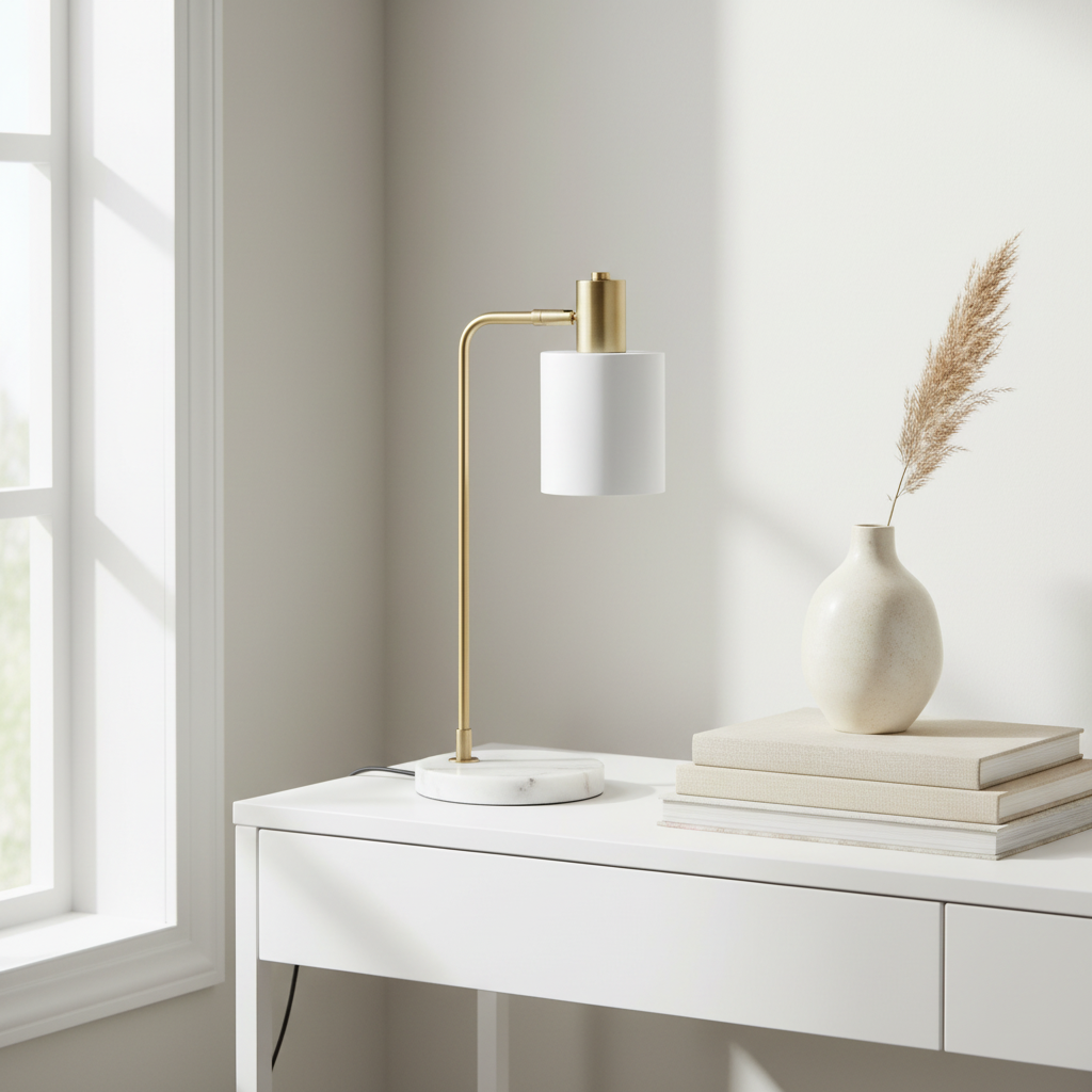 Newton White Shade Desk Lamp