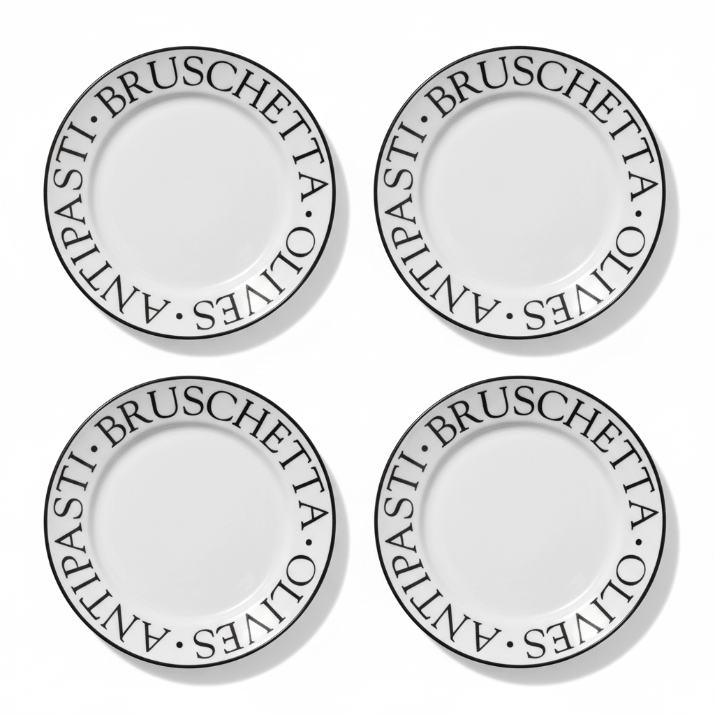 Noir Set Of Four Antipasti Plates