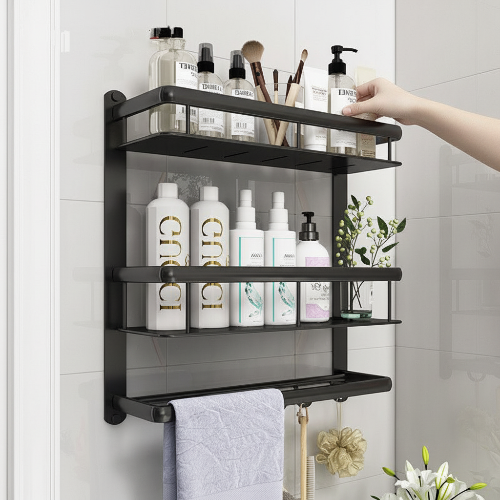 Nordic Minimalist Bathroom Vanity Free Punching Multifunctional Shelf