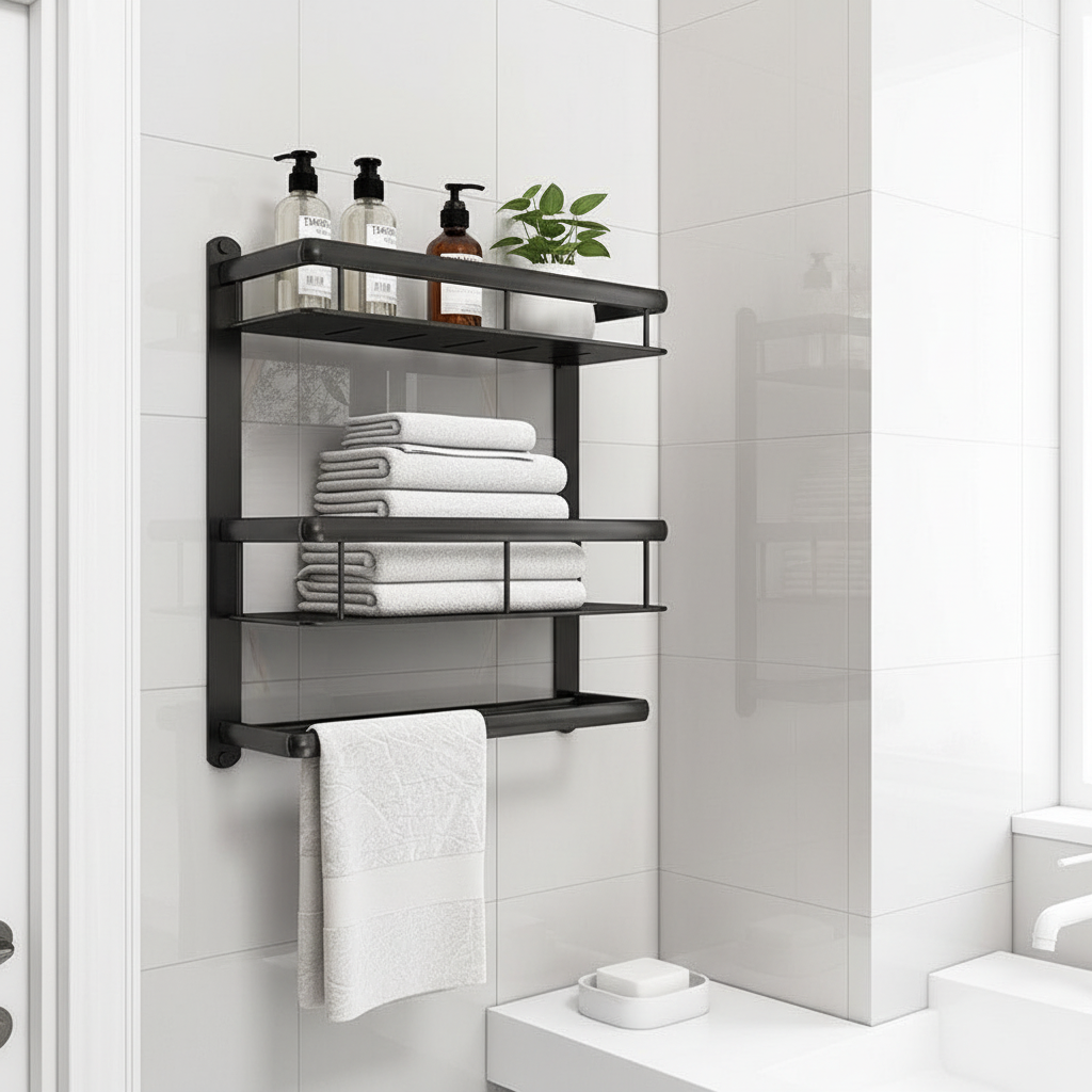 Nordic Minimalist Bathroom Vanity Free Punching Multifunctional Shelf