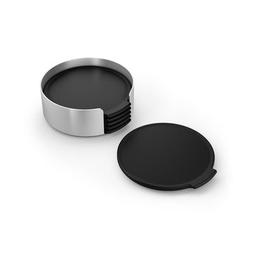 Norta Brushed Stainless Steel Coaster Set 6 Piece with Holder