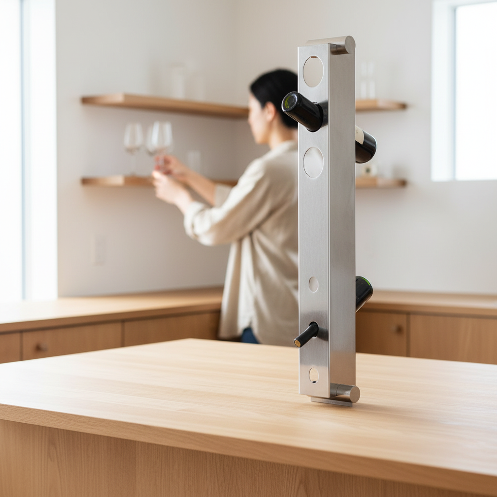 Novo 6 Bottle Silver Vertical Wine Rack