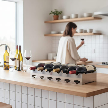 Novo 6 Bottle Silver Wide Wine Rack