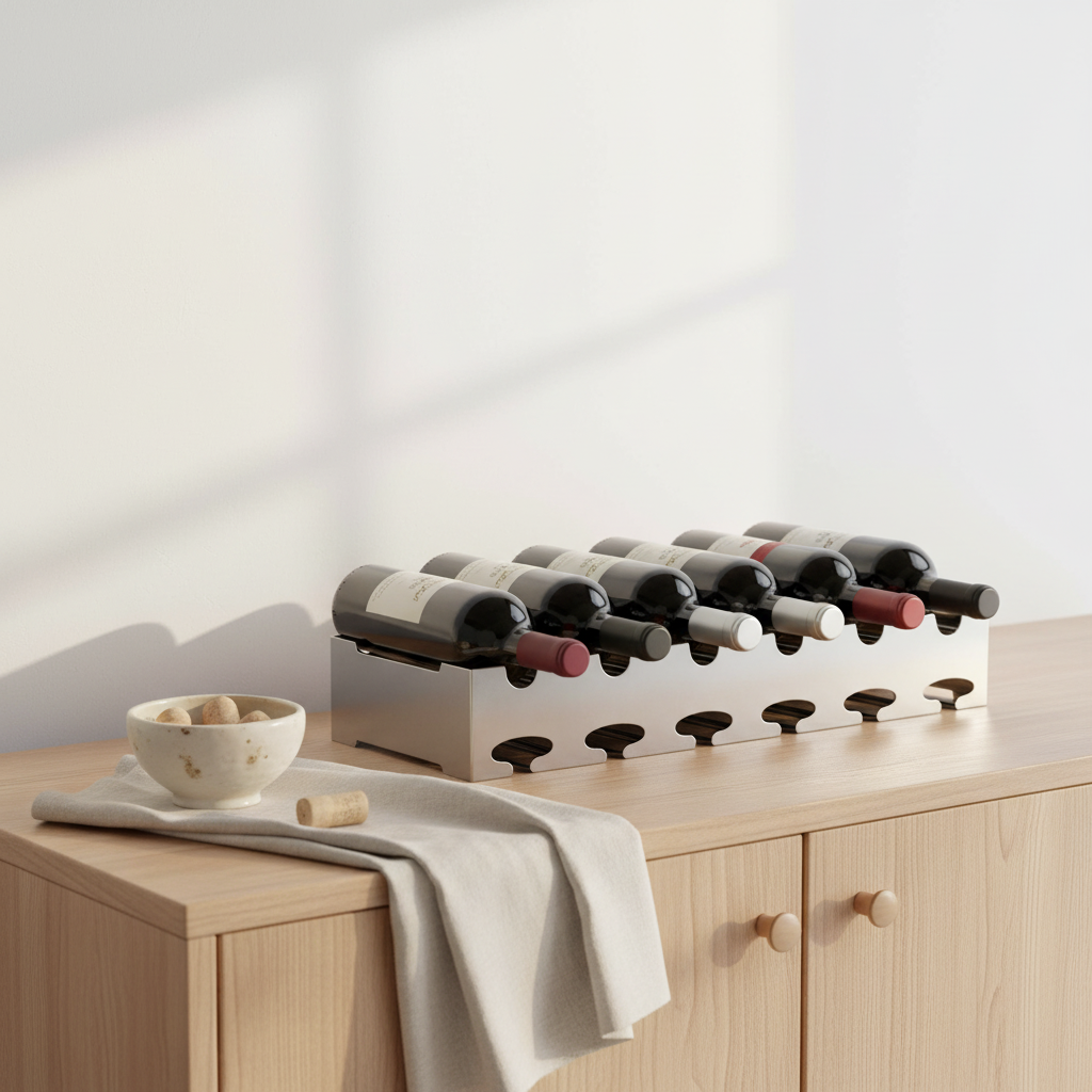 Novo 6 Bottle Silver Wide Wine Rack