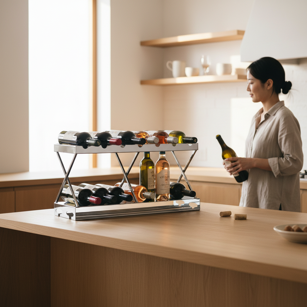 Novo 2 Tier 7 Bottle Silver Wine Rack