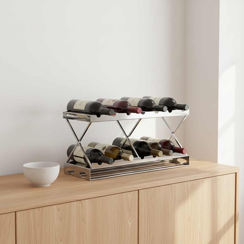 Novo 2 Tier 7 Bottle Silver Wine Rack