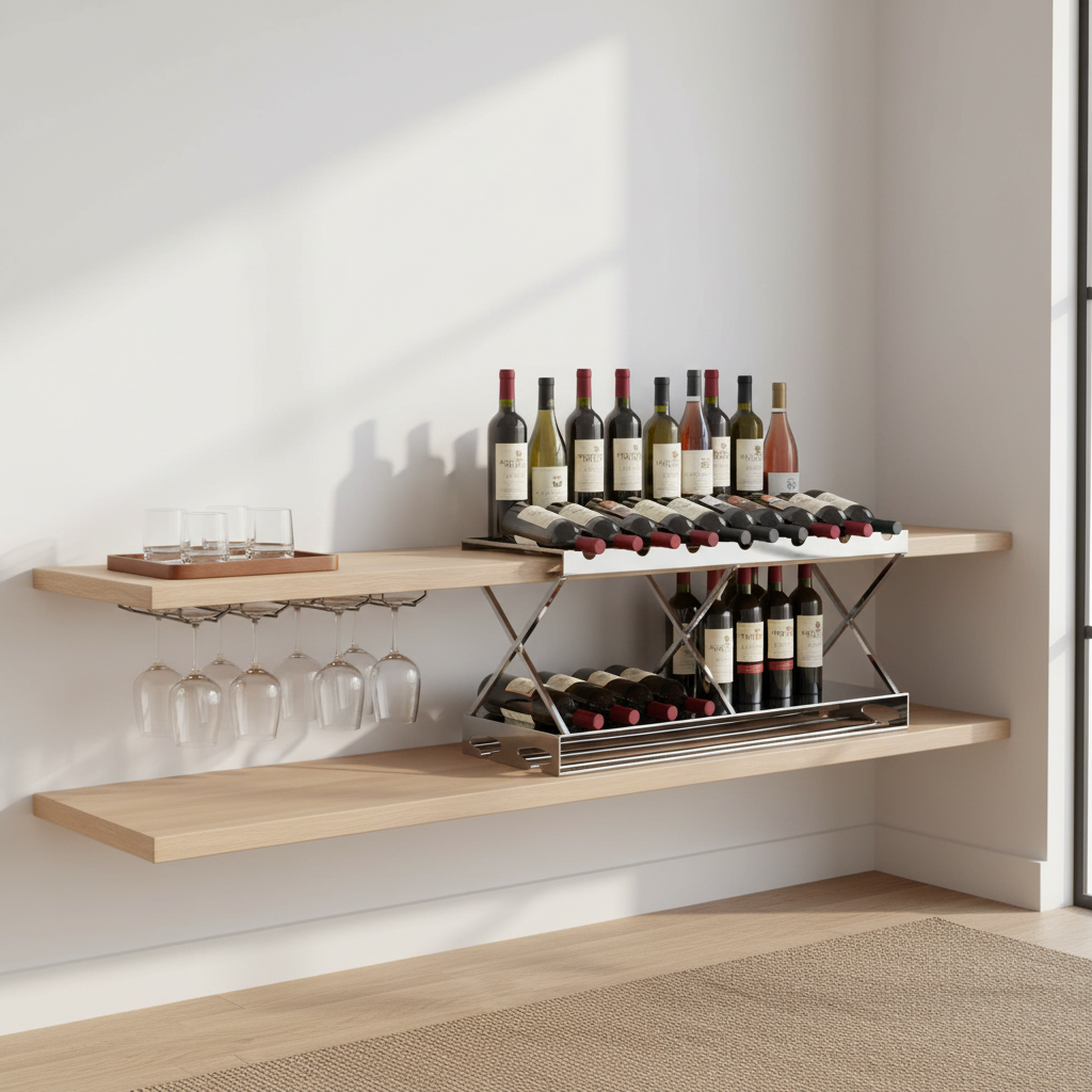Novo 2 Tier 7 Bottle Silver Wine Rack