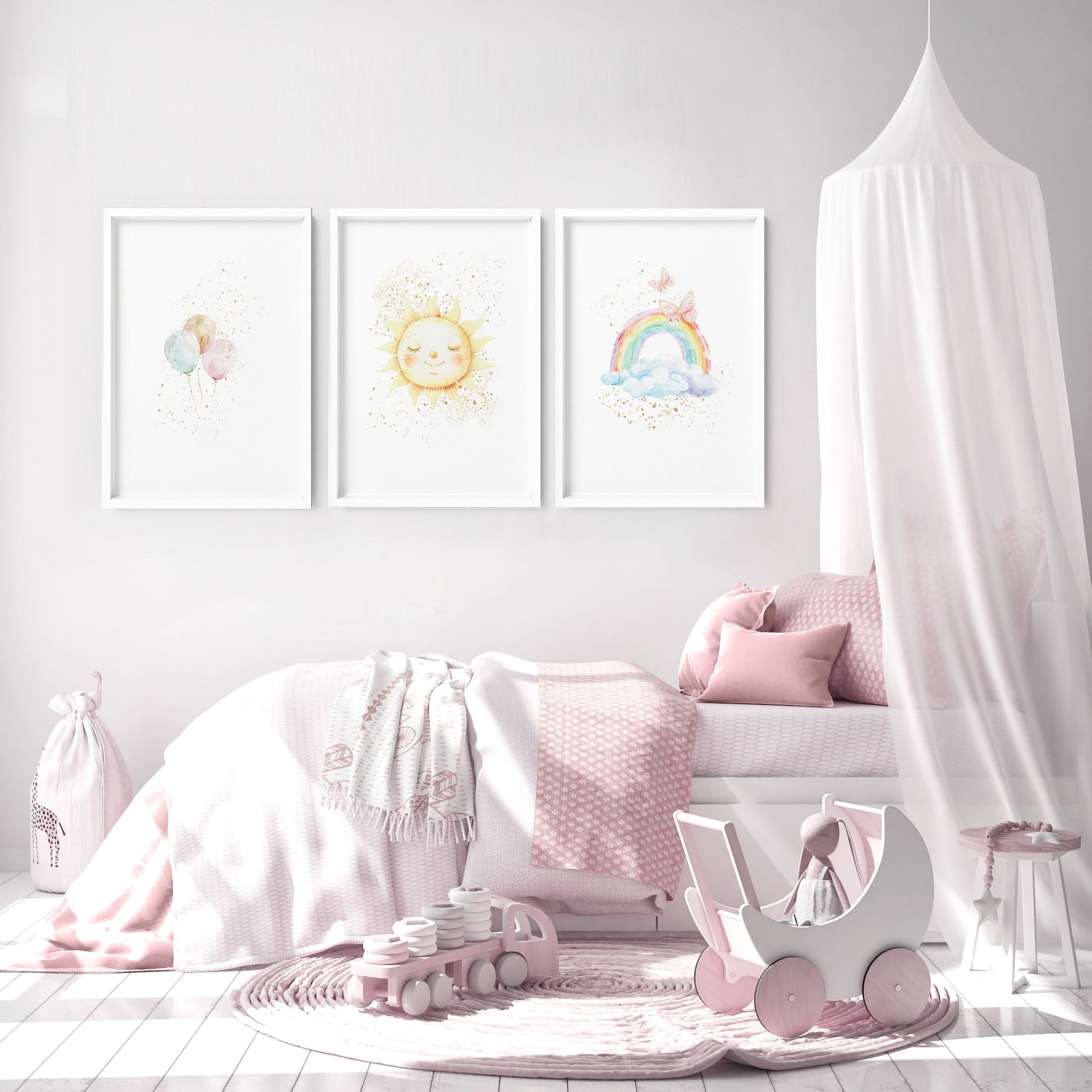 Nursery Rainbow Decor | Set of 3 wall art prints