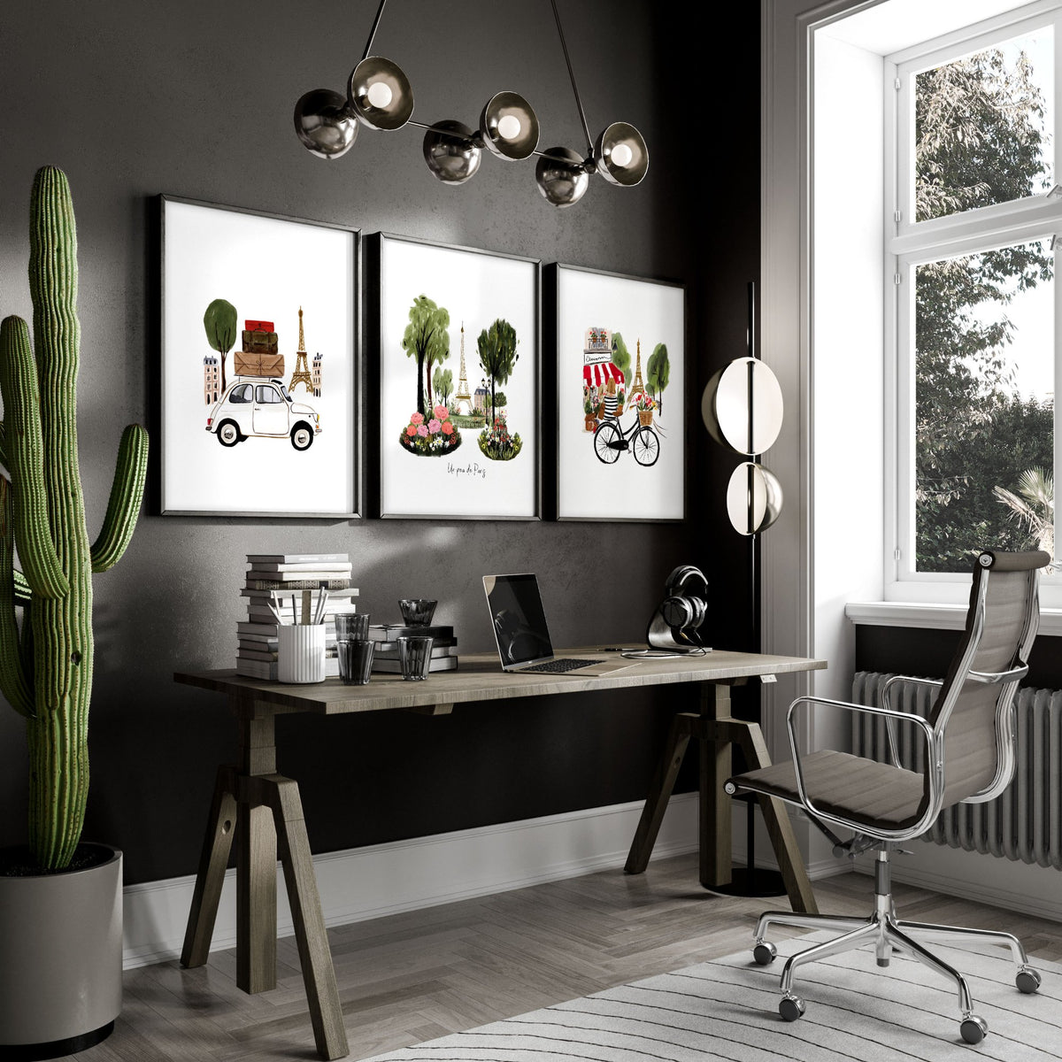 Office Decor Paris Eiffel Tower Travel wall art | "Un peu de Paris" displayed on a wall in a styled room