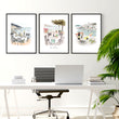 Office Wall Pictures Mediterranean Coastal Dining Watercolour Art | 