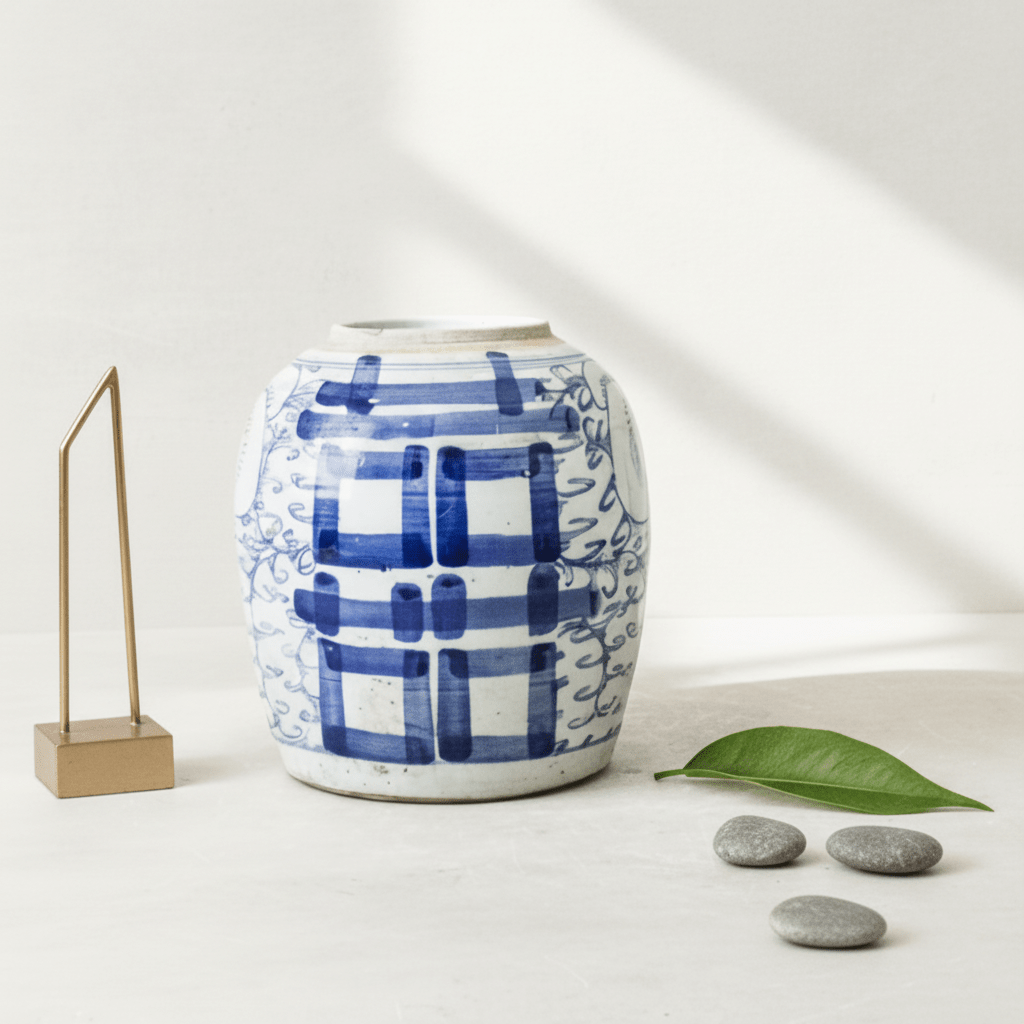 Old Blue & White Porcelain Jar n° 1