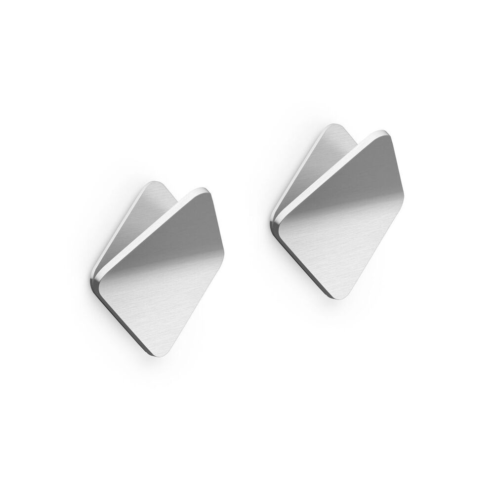 Olfo Premium Brushed Stainless Steel Square Towel Hook Set (2 Pack) - Self - Adhesive Tilted Design