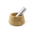 Opeso Premium Brushed Steel and Bamboo Mortar and Pestle Set