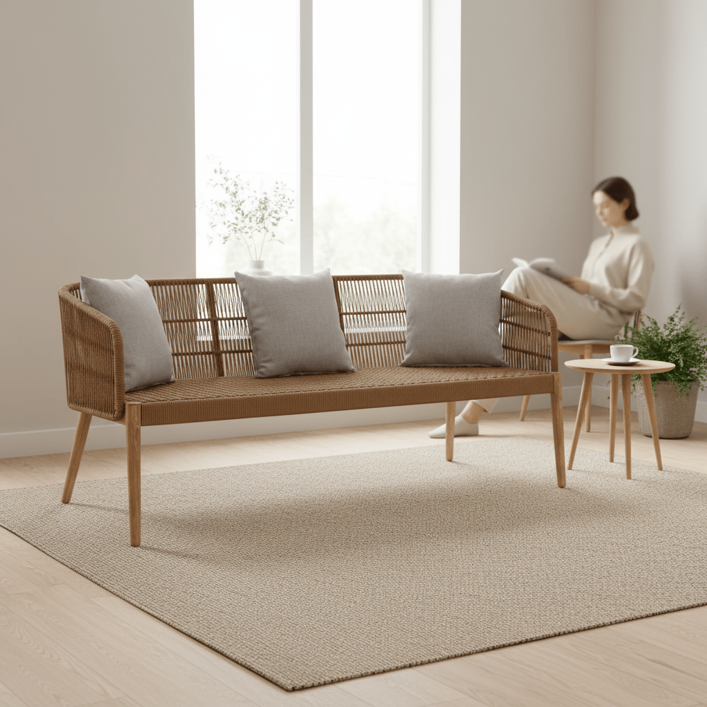 Opus 3 Seat Grey Sofa with Wooden Legs