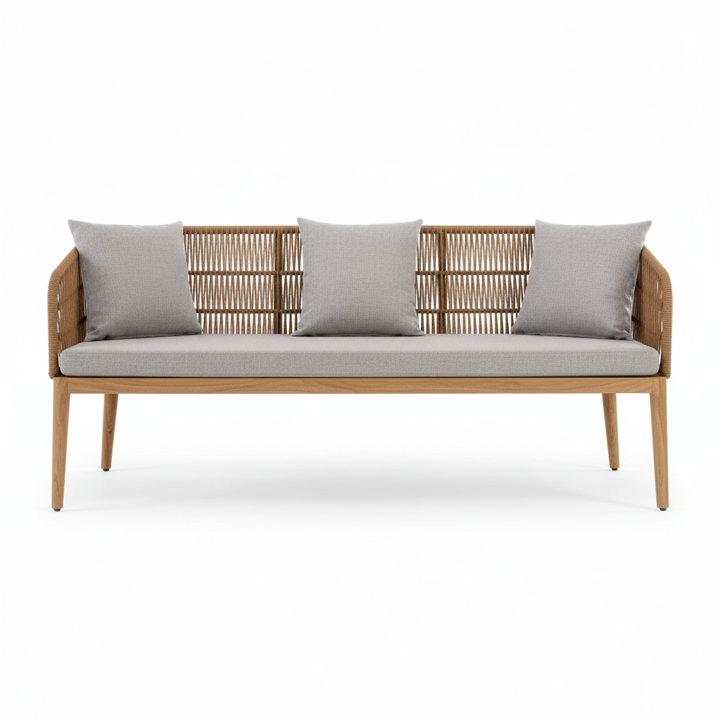 Opus 3 Seat Grey Sofa with Wooden Legs