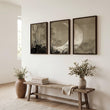 Oriental Wall Art Panels | Japanese Moon & Pampas Grass Beige & Black displayed on a wall in a styled room