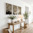 Oriental Wall Art Panels | Japanese Moon & Pampas Grass Beige & Black displayed on a wall in a styled room — view 4