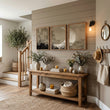 Oriental Wall Art Panels | Japanese Moon & Pampas Grass Beige & Black displayed on a wall in a styled room — view 8