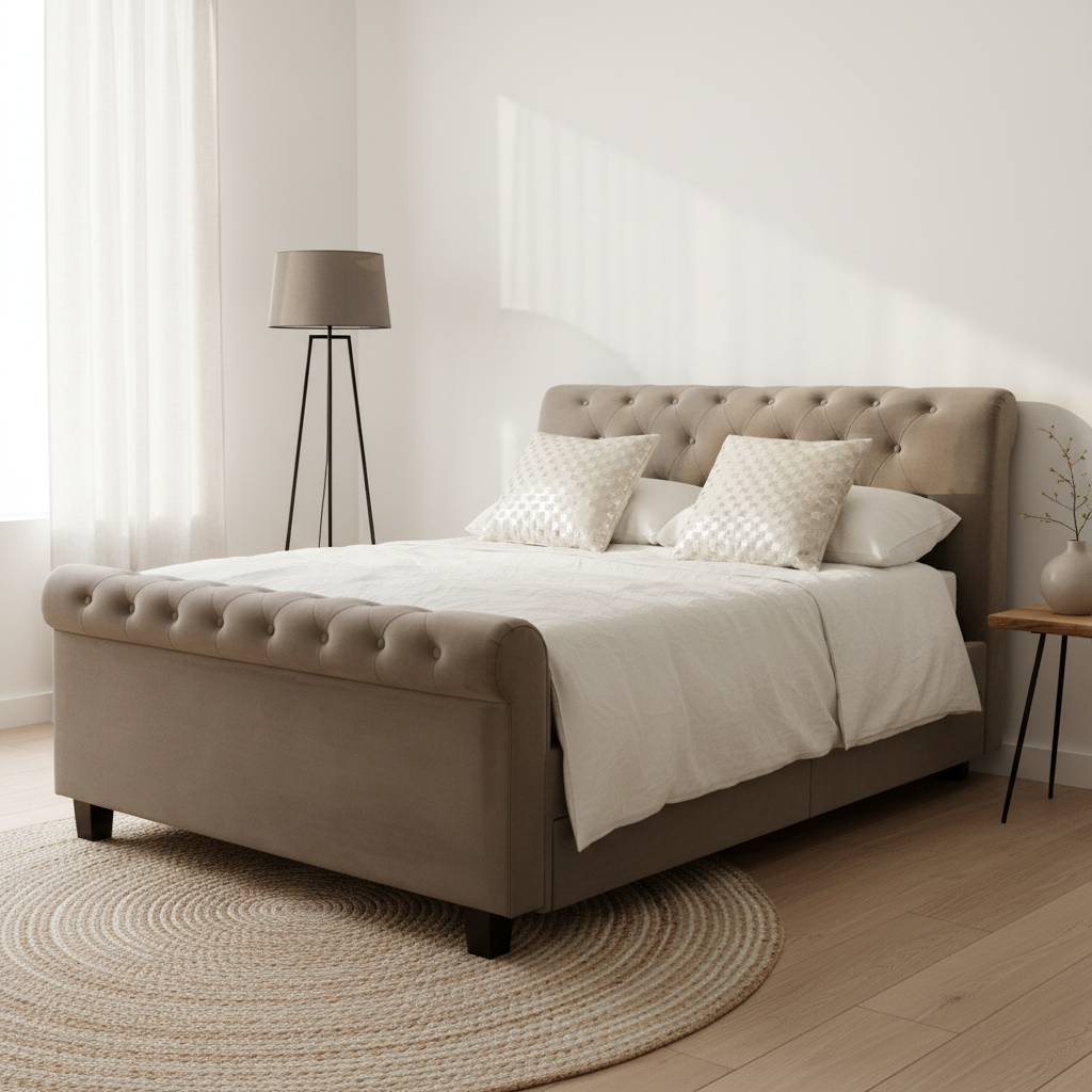 Orlando Grey Ottoman Double Bed