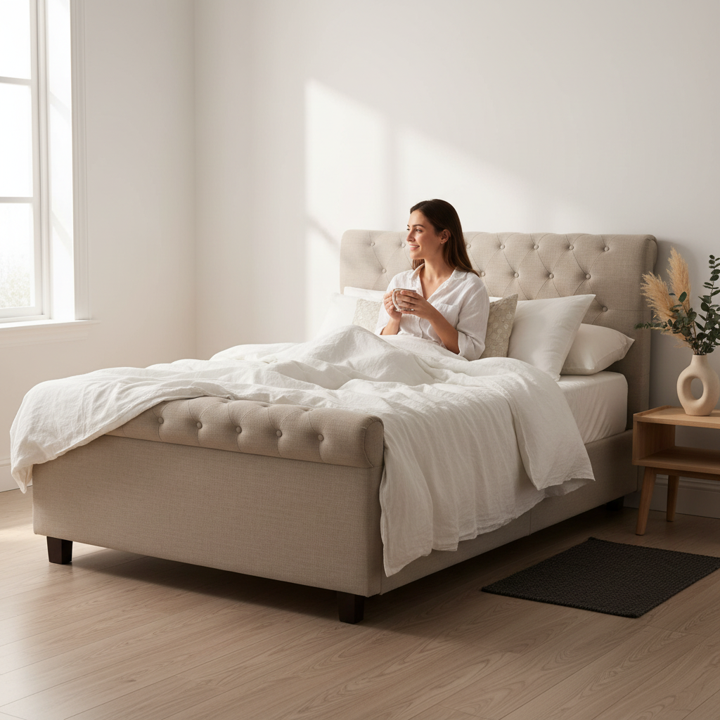 Orlando Light Grey Ottoman Double Bed