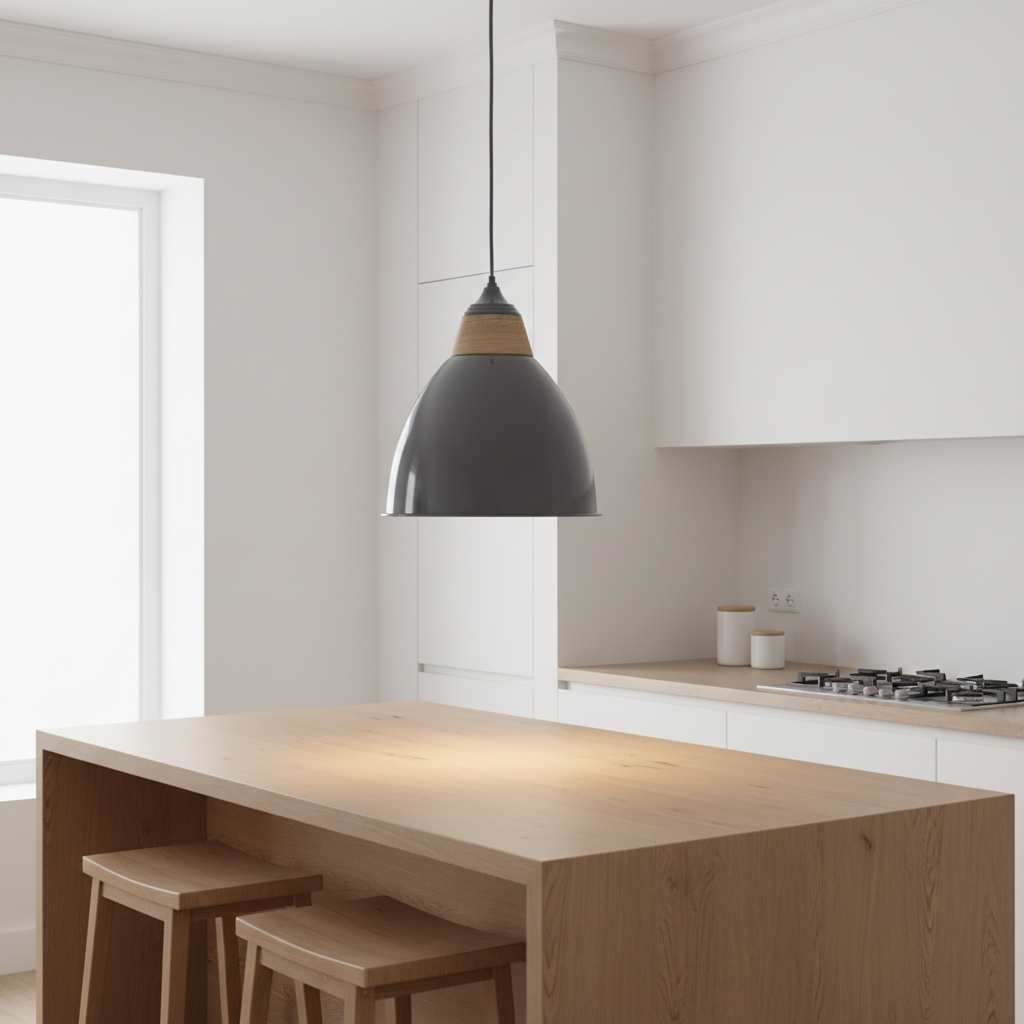 Oslo Large Grey Bell Shaped Pendant Light