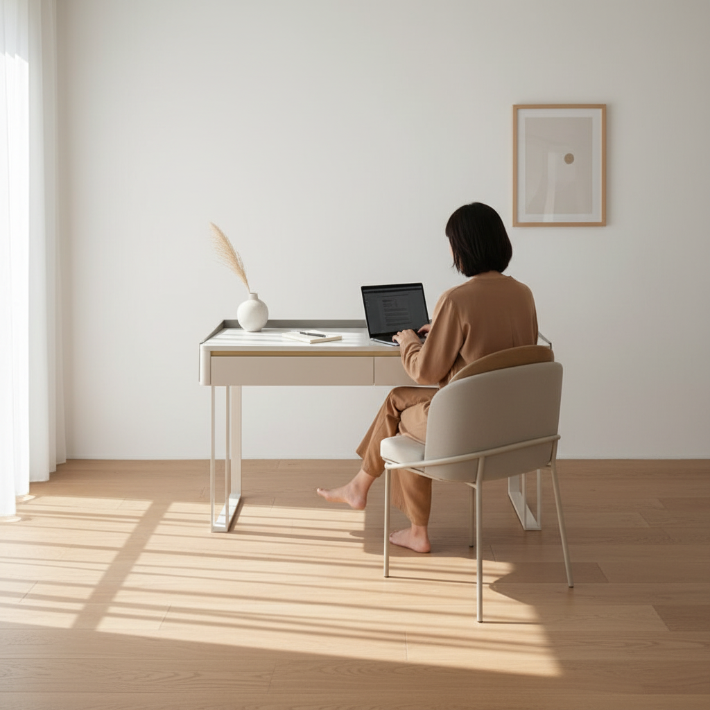 Otto Office Desk - White Sintered Stone