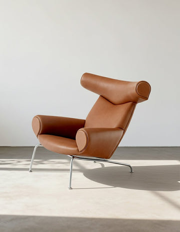 Ox Horns Armchair, Genuine Leather, Brown