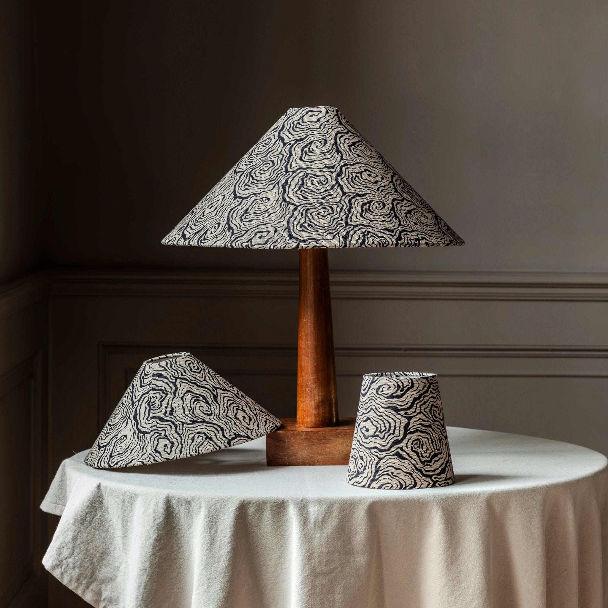 Oysters Monochrome Tapered Cone Lampshade (large)