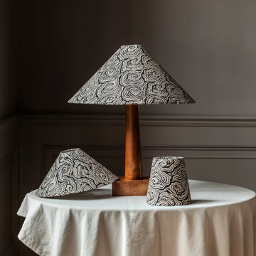 Oysters Monochrome Tapered Cone Lampshade (large)