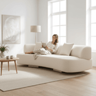 Ozzano Cream Linen Fabric 3 Seater Sofa