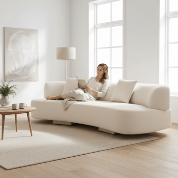 Ozzano Cream Linen Fabric 3 Seater Sofa