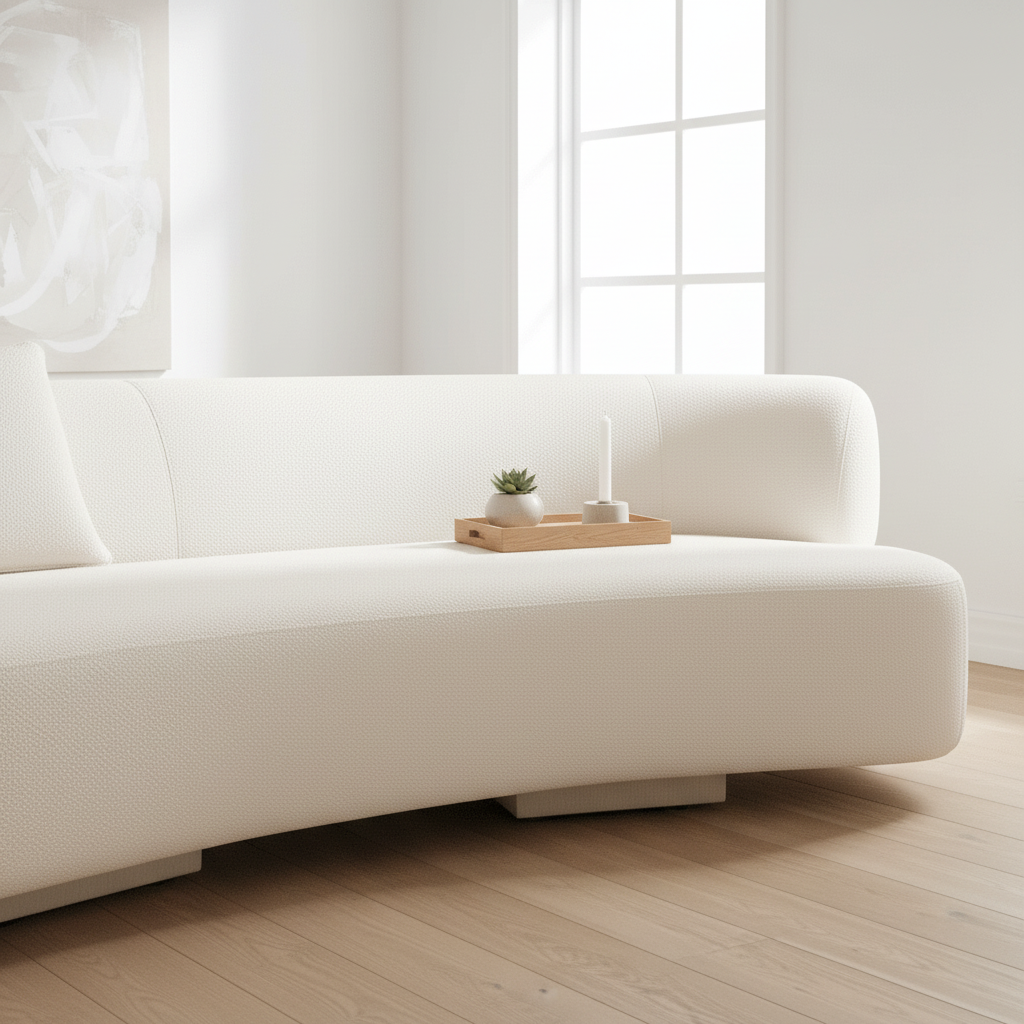 Ozzano Cream Linen Fabric 3 Seater Sofa