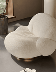 Pacha Swivel Boucle Armchair With Armrest, White