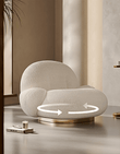 Pacha Swivel Boucle Armchair With Armrest, White