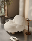 Pacha Swivel Boucle Armchair With Armrest, White