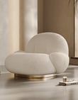Pacha Swivel Boucle Armchair With Armrest, White