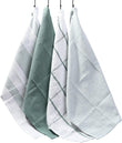 Pack of 4 Green Cotton Tea Towels for Drying Dishes and Cleaning Spills High Absorbency and Durability 65x45 cm