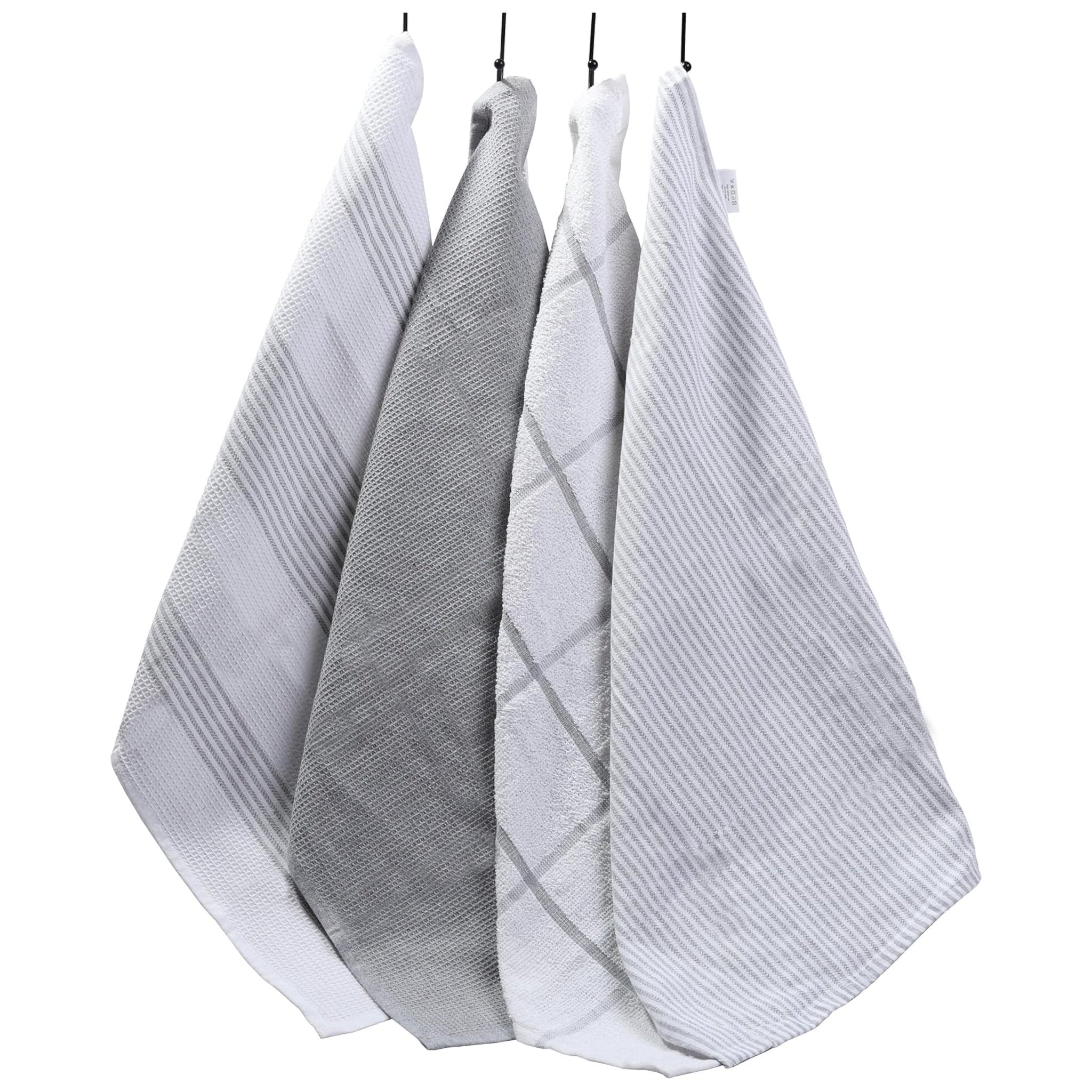 Pack of 4 Green Cotton Tea Towels for Drying Dishes and Cleaning Spills High Absorbency and Durability 65x45 cm