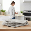 Pack of 5 Large Super Absorbent 100 Percent Cotton Tea Towels Quick Dry Durable Check Pattern Dish Cloths for Kitchen Home and Professional Use