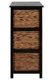 Padstow Black Storage Unit with 6 Water Hyacinth Drawers