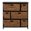 Padstow Black Storage Unit with 6 Water Hyacinth Drawers