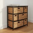 Padstow Black Storage Unit with 6 Water Hyacinth Drawers