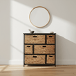 Padstow Black Storage Unit with 6 Water Hyacinth Drawers